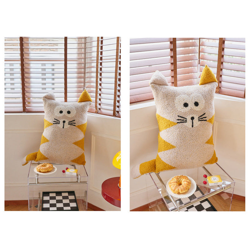 Cute Cat Sherpa Throw Pillow Hug Sofa Plush Cushion 40x60cm