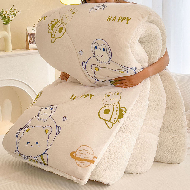 Thick Winter Sherpa Blanket Comforter Quilt Astronaut Bear 200×230cm