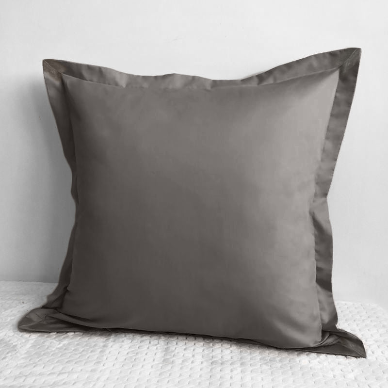 A Pair of 100% Cotton 650tc Sateen Steel Grey European Covers 65x65cm+5cm