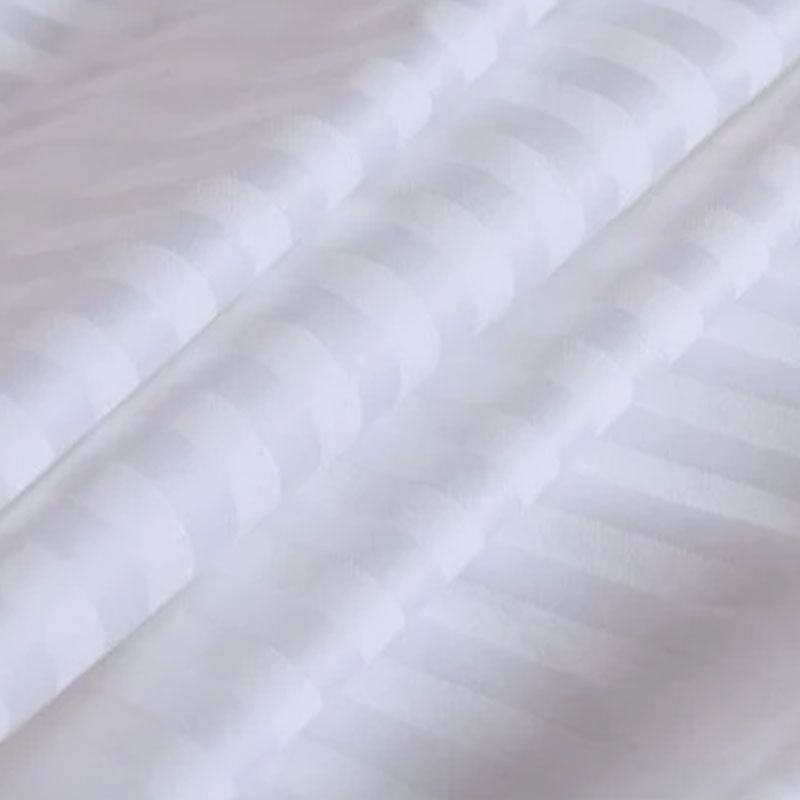 100% Cotton 650TC 1cm Sateen Striped Soft Sheet set White