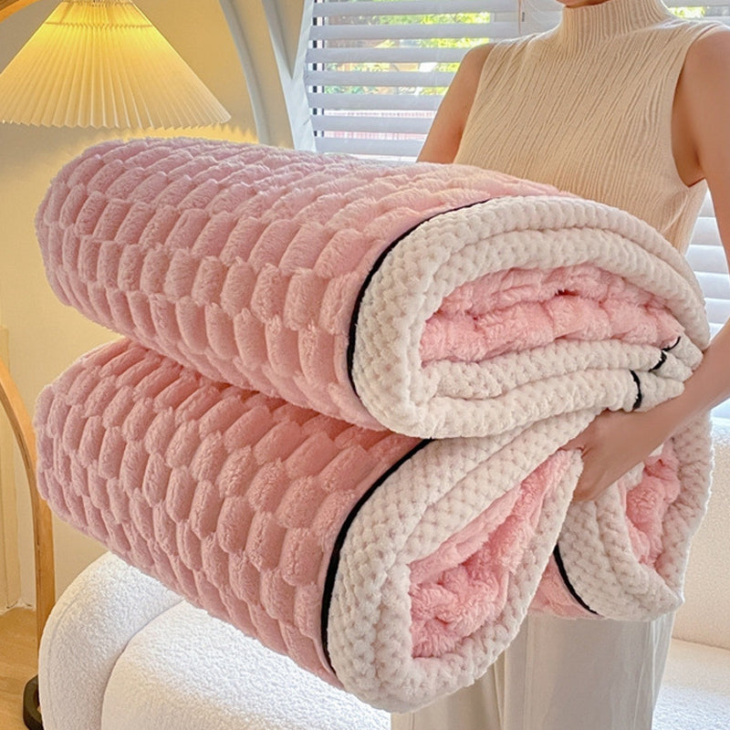 Large Soft Microsherpa Bed Blanket Throw Rug 200x230cm Pink