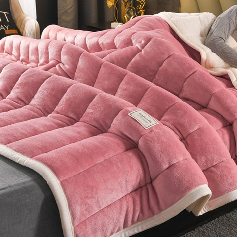 Large Ultimate Sherpa Blanket Extra Warm Luxurious Plush Throw Rug 200x230cm Pink