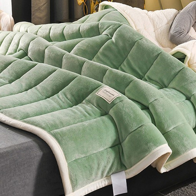 Large Ultimate Sherpa Blanket Warm Plush Throw Rug 200x230cm Green