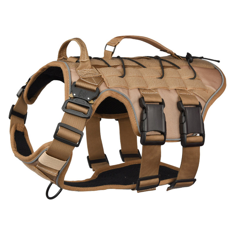 Large Breed Dog Tactical Training Dog Harness Vest Brown