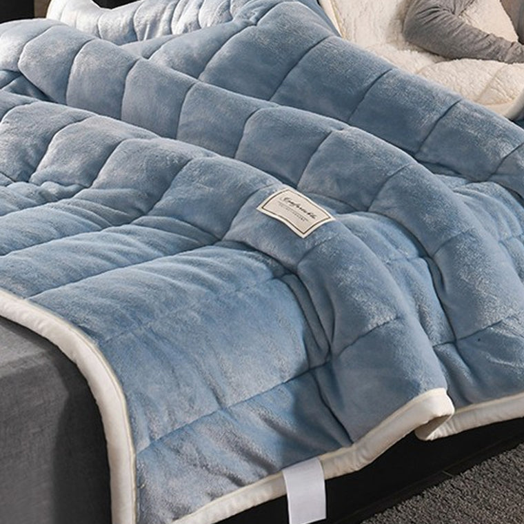Large Ultimate Sherpa Blanket Warm Plush Throw Rug 200x230cm Blue