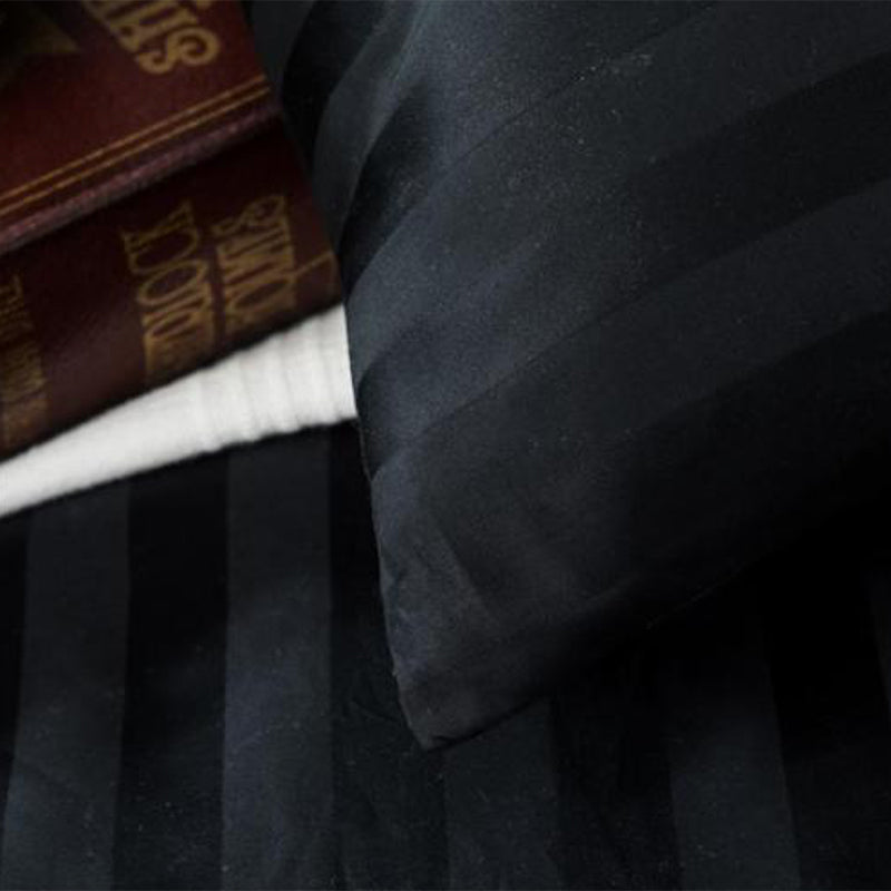 100% Cotton 650TC Sateen Striped Black Pillowcases