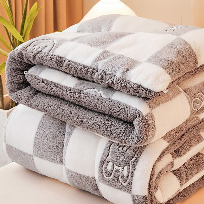 Thick Winter Sherpa Blanket Comforter Quilt Bunny Pattern 200×230cm