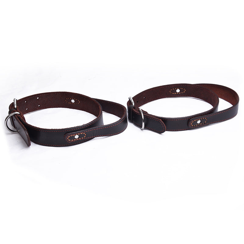 Heavy Duty Genuine Leather Dog Collar Brown Training Martingale Style L