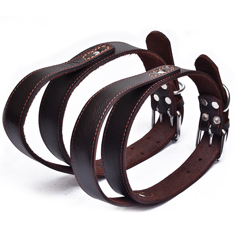 Heavy Duty Genuine Leather Dog Collar Brown Training Martingale Style L