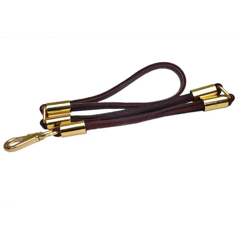 Premium 3-Section Genuine Leather Dog Leash Brass Hardware 85cm Long