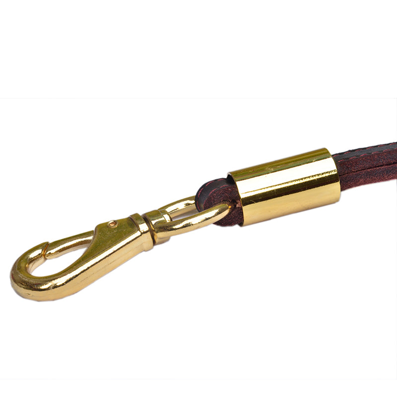 Premium 3-Section Genuine Leather Dog Leash Brass Hardware 85cm Long