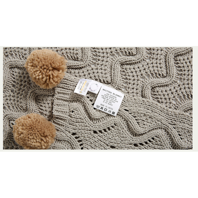 Premium Quality Acrylic Knitted Pompom Cushion Covers 45x45cm Grey