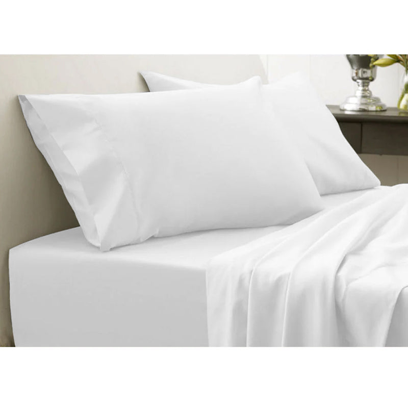 100% Bamboo White Fitted Sheet & Two Matching Pillowcases