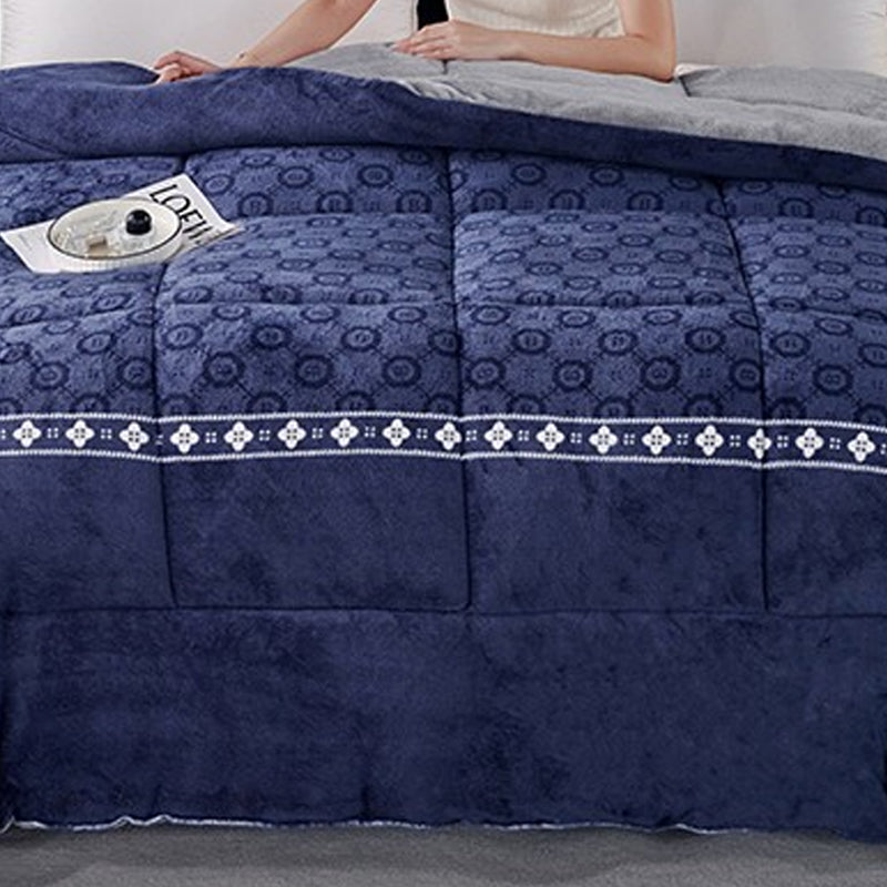 Super Large Extra Warm Winter Sherpa Quilted Blanket 200x300cm Navy