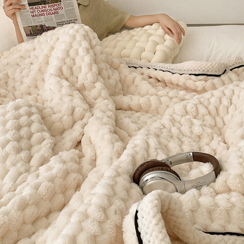 Large Soft Microsherpa Bed Blanket Throw Rug 200x230cm Cream