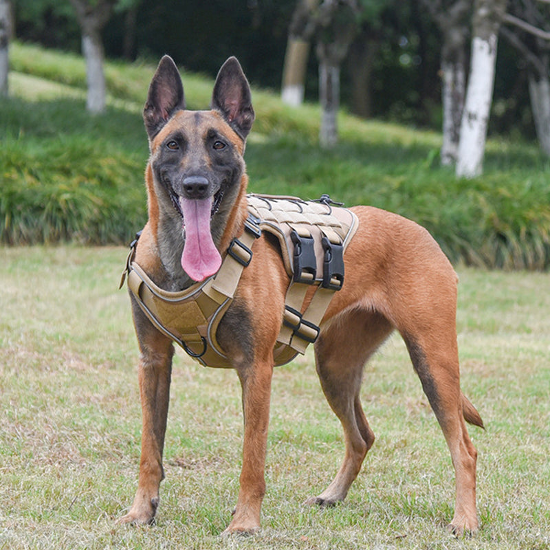 Large Breed Dog Tactical Training Dog Harness Vest Brown
