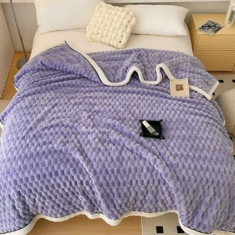 Large Soft Microsherpa Bed Blanket Throw Rug 200x230cm Purple