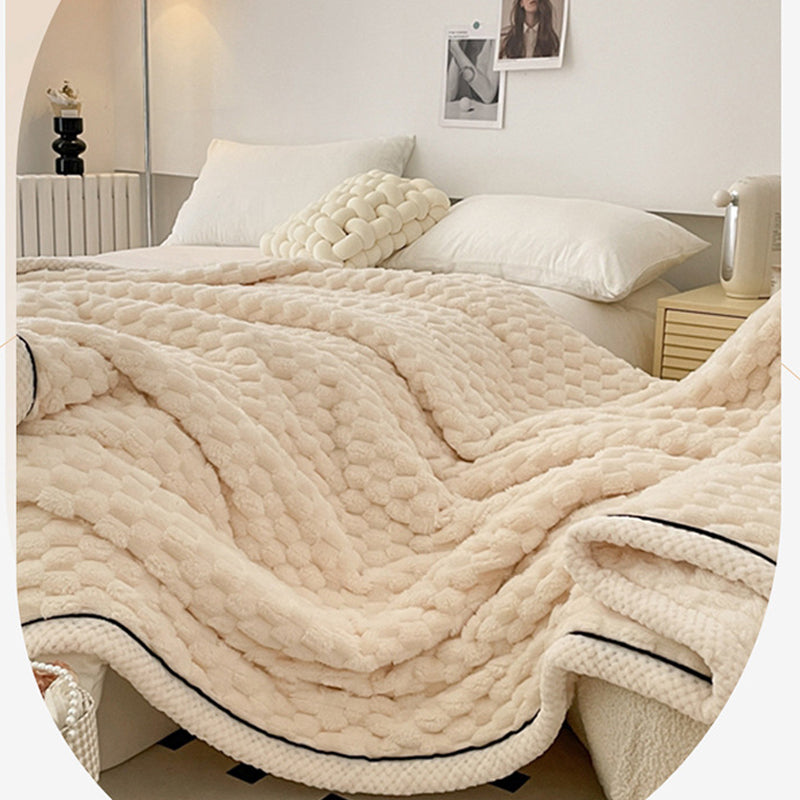 Large Soft Microsherpa Bed Blanket Throw Rug 200x230cm Cream