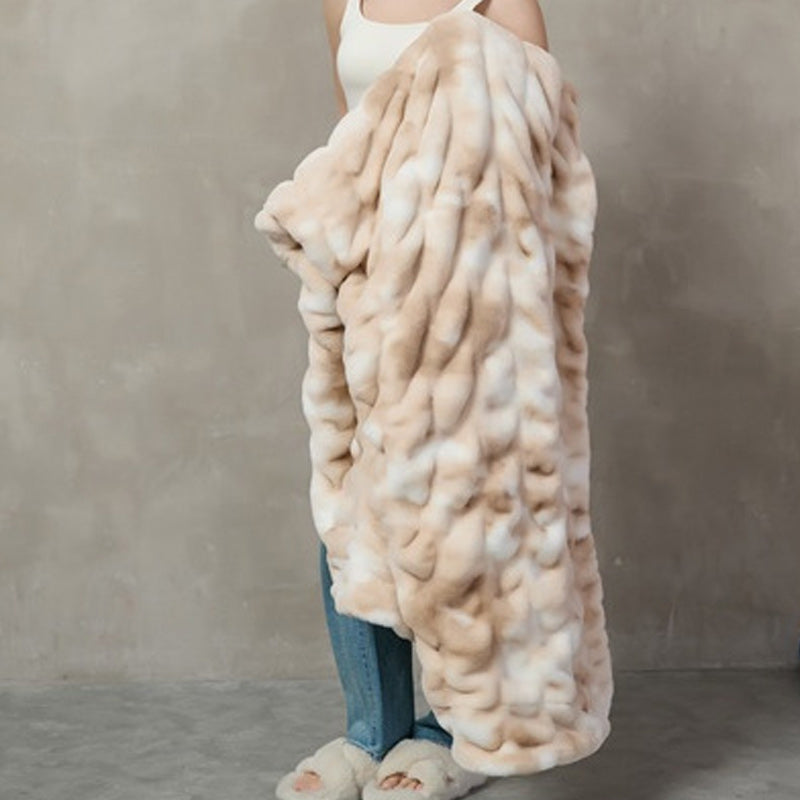 Luxury Chunky Bubble Fleece Blanket Ultra Soft Plush Throw 150x180cm