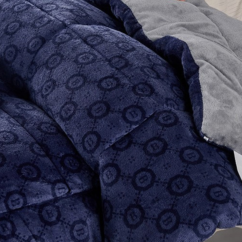 Super Large Extra Warm Winter Sherpa Quilted Blanket 200x300cm Navy