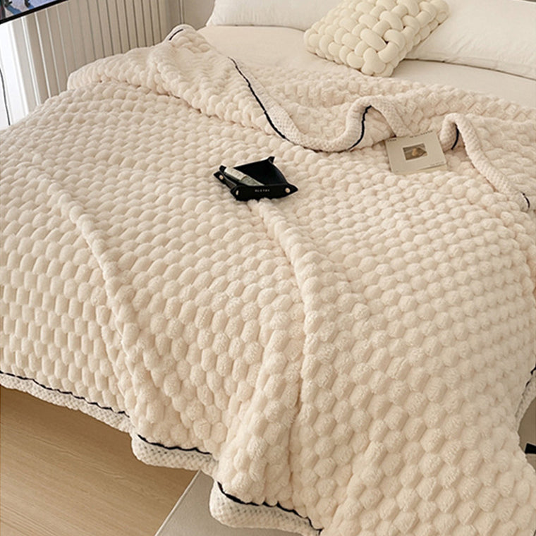 Large Soft Microsherpa Bed Blanket Throw Rug 200x230cm Cream