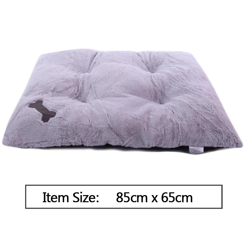 Super Soft Dog Bed Mat Cushion Tufted Fleece Dog Floor Mat Pad Grey