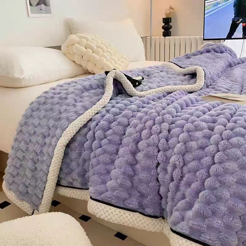 Large Soft Microsherpa Bed Blanket Throw Rug 200x230cm Purple