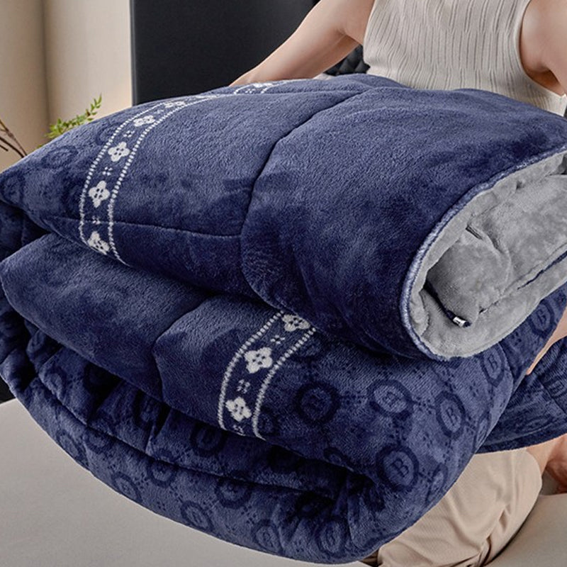 Super Large Extra Warm Winter Sherpa Quilted Blanket 200x300cm Navy