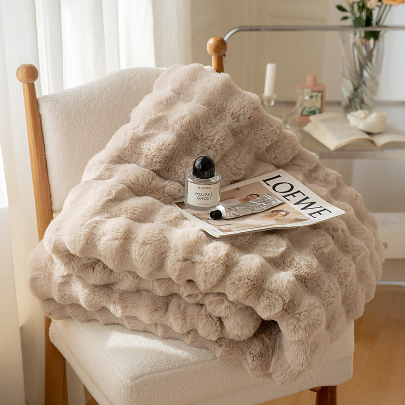 Super Soft Large Faux Fur Winter Blanket Throw Rug 160x200cm Mocha
