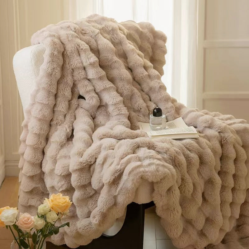 Super Soft Large Faux Fur Winter Blanket Throw Rug 160x200cm Mocha