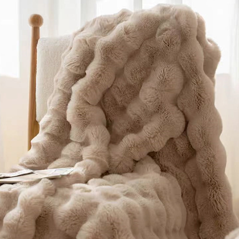 Super Soft Large Faux Fur Winter Blanket Throw Rug 160x200cm Mocha