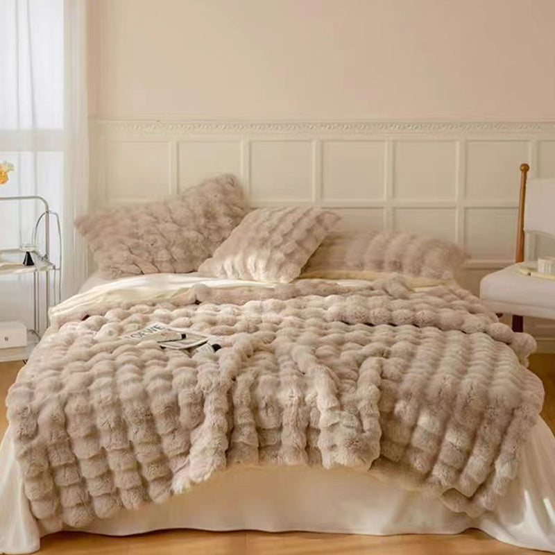 Super Soft Large Faux Fur Winter Blanket Throw Rug 160x200cm Mocha