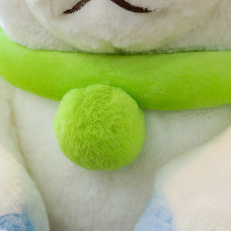 Giant Cute Polar Bear Plush Toy Soft Hugging Stuffed Animal with Green Scarf
