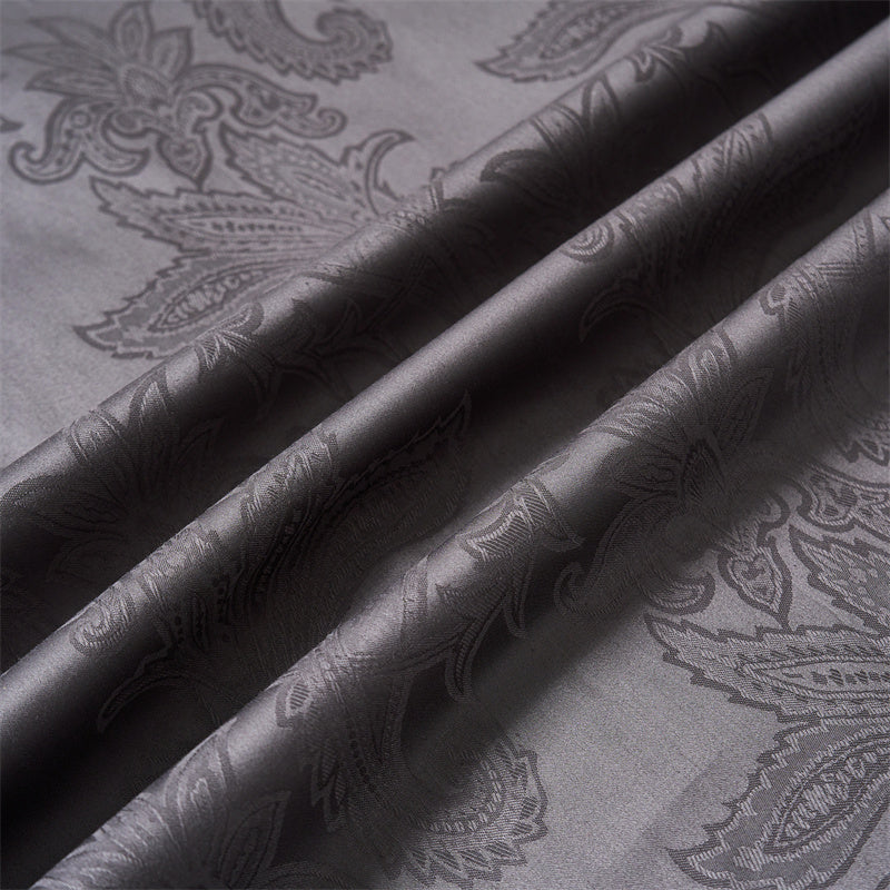100% Cotton Sateen Jacquard Pattern Quilt Doona Cover Set Dark Grey