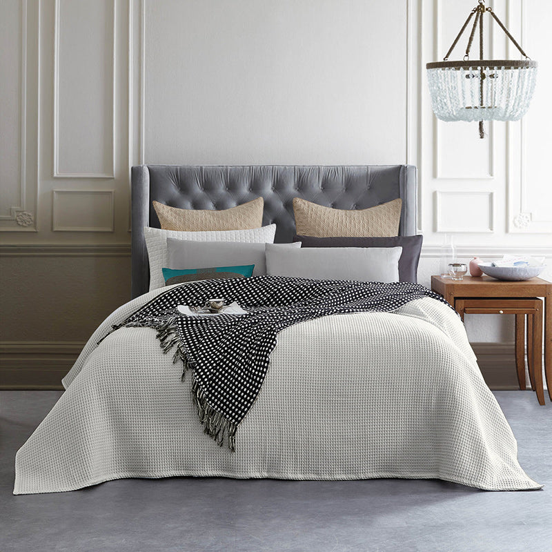 100% BAMBOO  Chunky Square Waffle Weave Blanket Throw Rug Smoke Grey