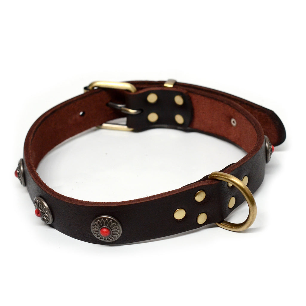 Top Quality Handmade Genuine Leather Pendants Dog Collar