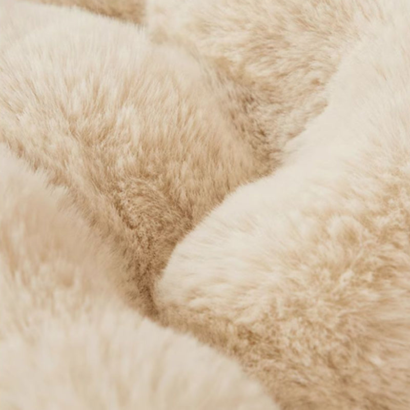 Super Soft Faux Rabbit Plush Square Cushion Sofa Pillow Cover Cream