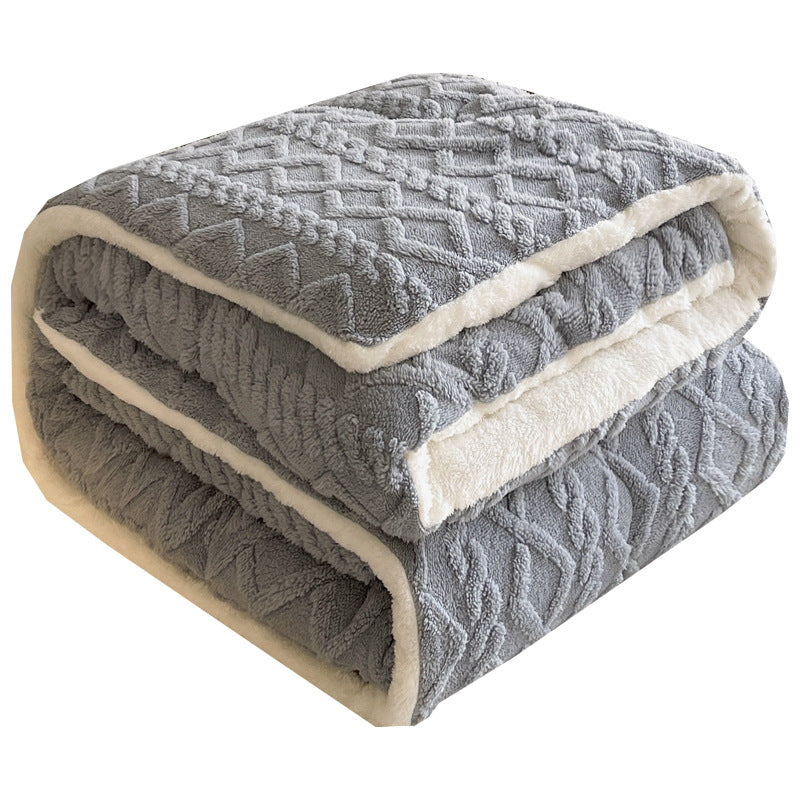 Winter Warm Comforter Sherpa Fleece Reversible Diamond Plush Blanket 200x230cm Grey