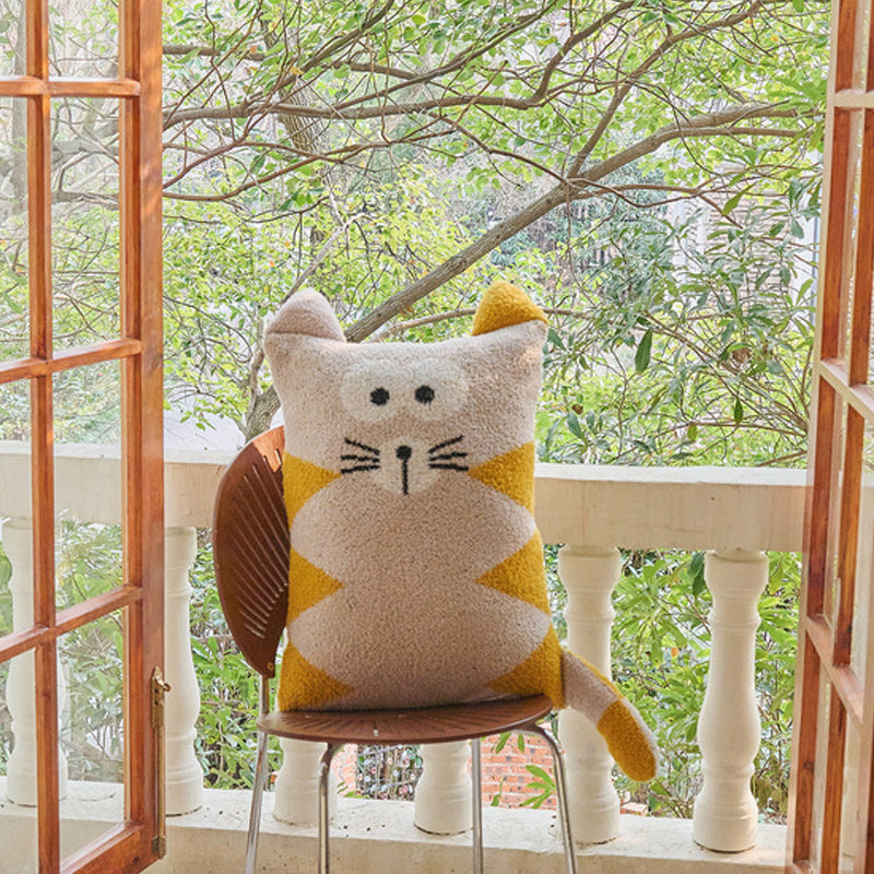 Cute Cat Sherpa Throw Pillow Hug Sofa Plush Cushion 40x60cm