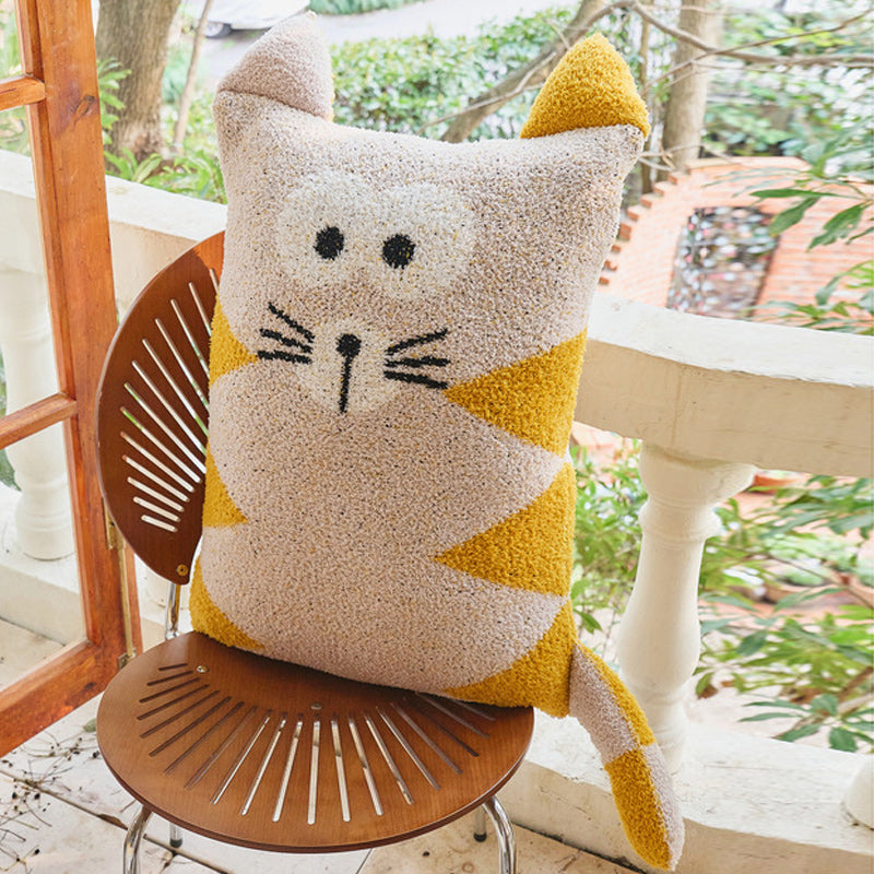 Cute Cat Sherpa Throw Pillow Hug Sofa Plush Cushion 40x60cm