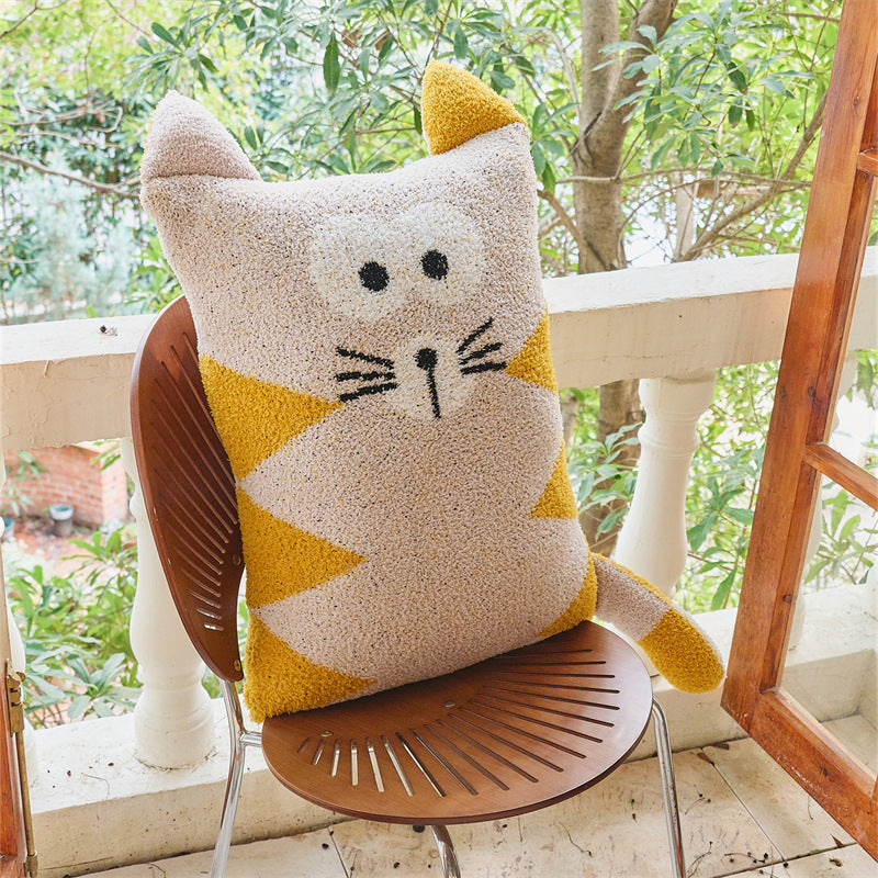 Cute Cat Sherpa Throw Pillow Hug Sofa Plush Cushion 40x60cm