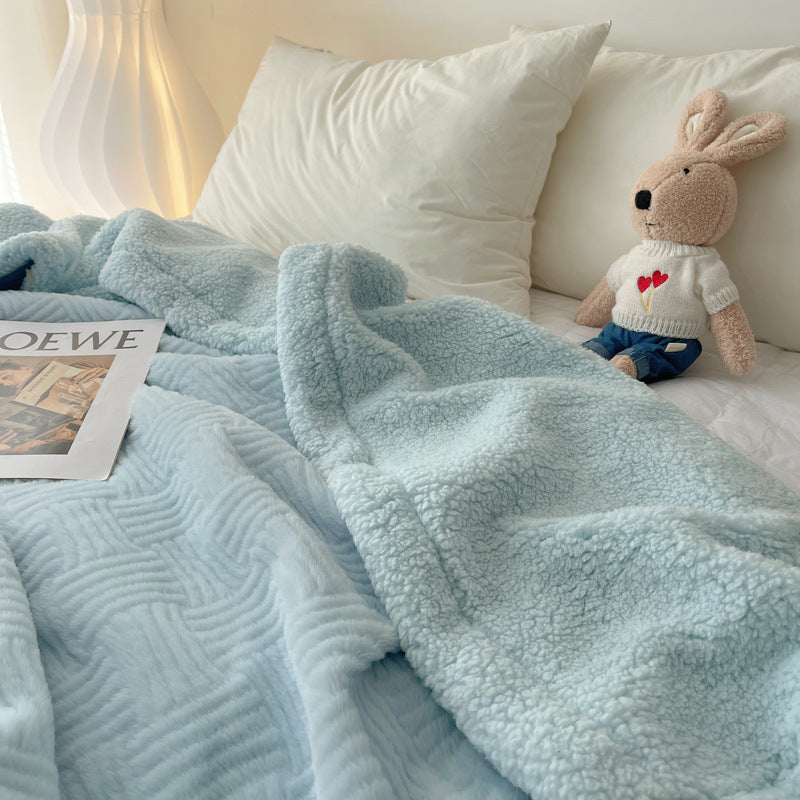 Large Super Soft Faux Rabbit Plush Blanket Throw Rug 200x230cm Sky Blue