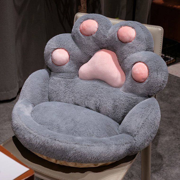 Super Cute Soft Cat Paw Chair Cushion Plush Seat Pad Grey