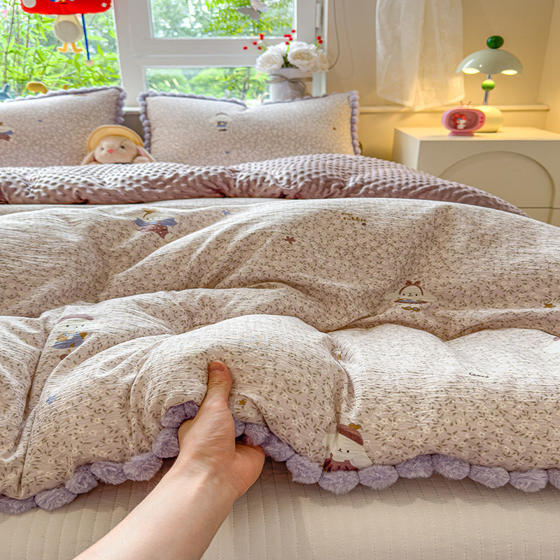 Thick High Weight Winter Blanket Comforter Quilt Mushroom Bear Pattern 200×230cm