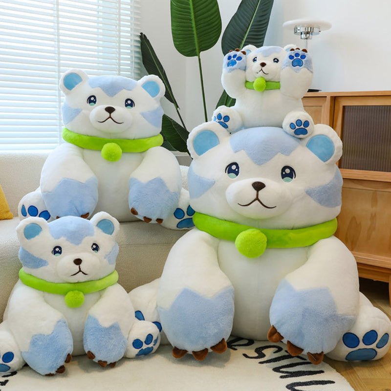 Giant Cute Polar Bear Plush Toy Soft Hugging Stuffed Animal with Green Scarf