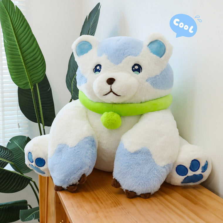 Giant Cute Polar Bear Plush Toy Soft Hugging Stuffed Animal with Green Scarf