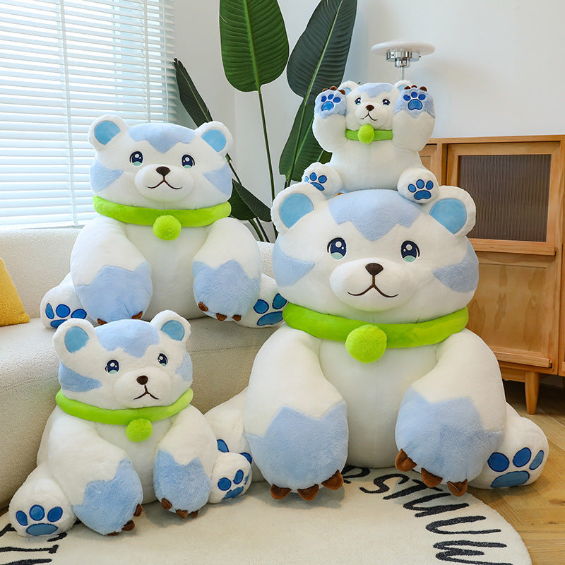 Giant Cute Polar Bear Plush Toy Soft Hugging Stuffed Animal with Green Scarf