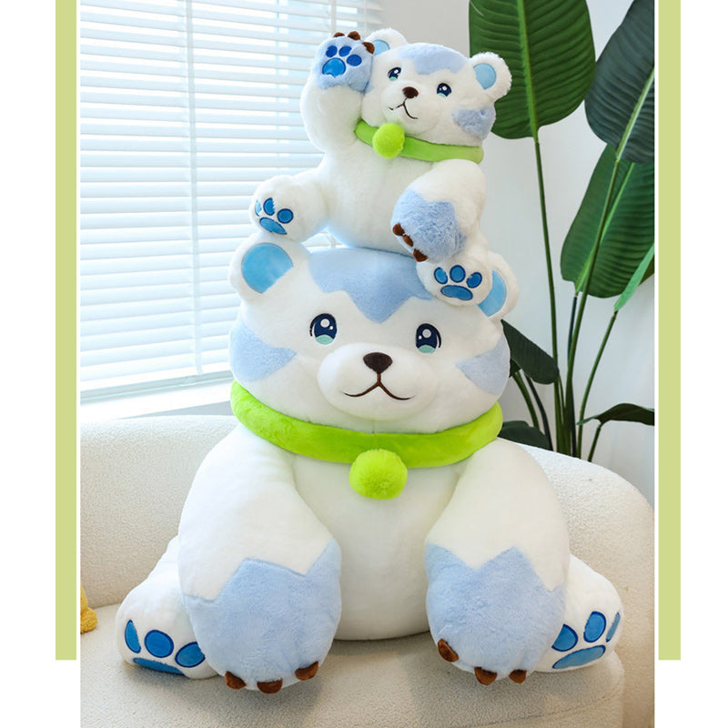 Giant Cute Polar Bear Plush Toy Soft Hugging Stuffed Animal with Green Scarf