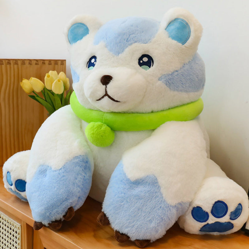 Giant Cute Polar Bear Plush Toy Soft Hugging Stuffed Animal with Green Scarf