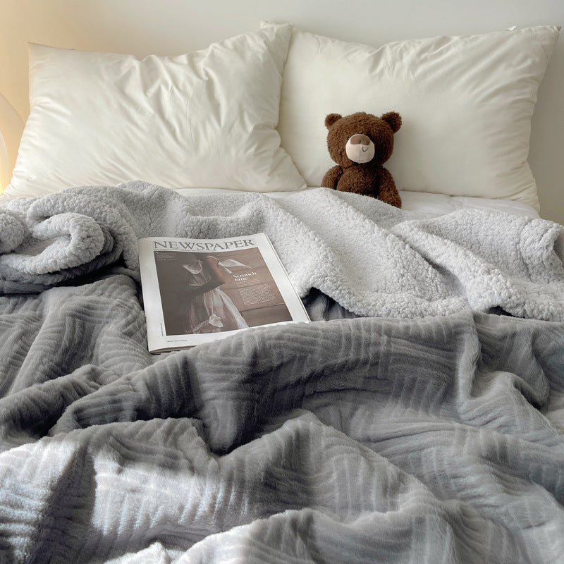 Large Super Soft Faux Rabbit Plush Blanket Throw Rug 200x230cm Night Sky Grey